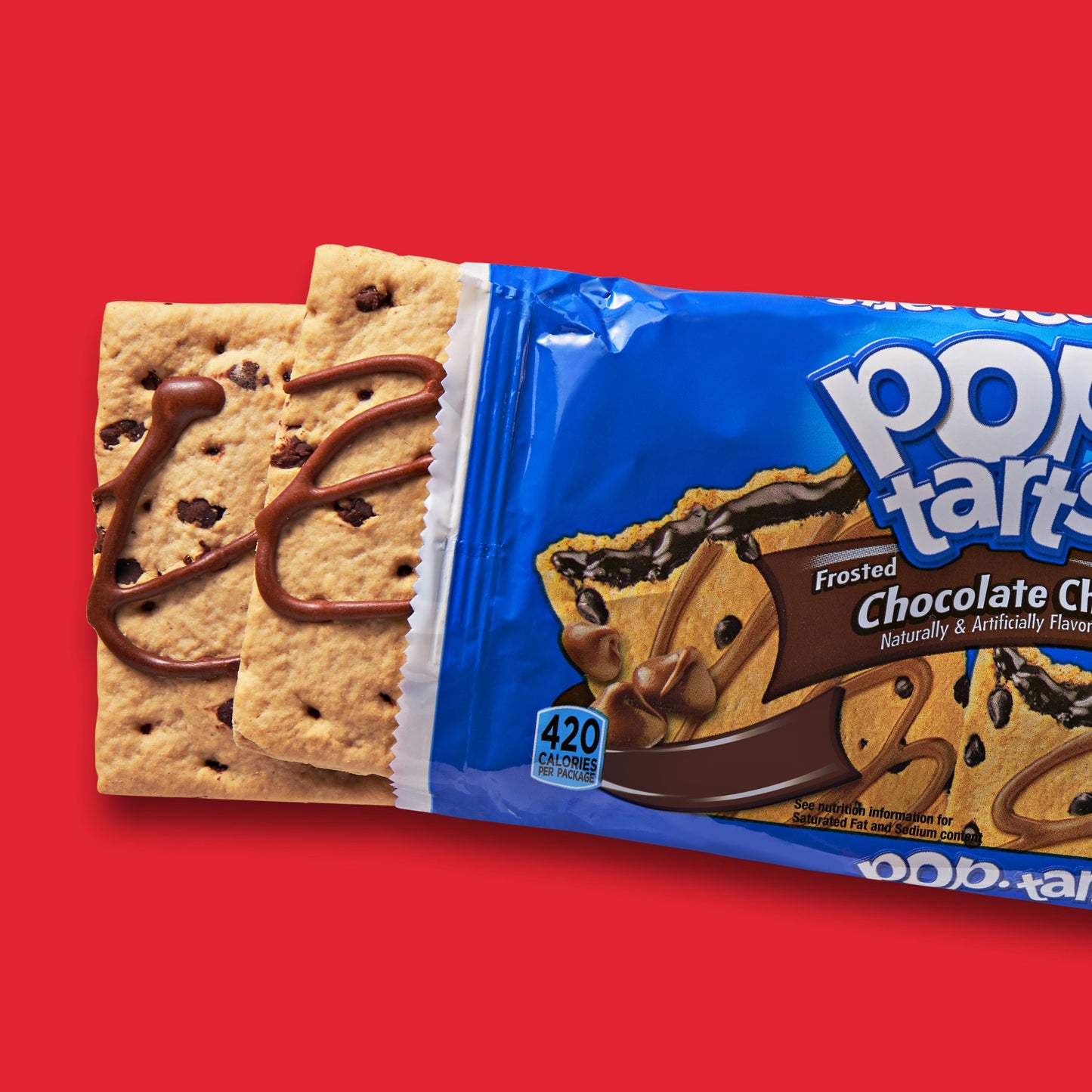 Pop-Tarts Frosted Chocolate Chip featuring flaky toaster pastries with rich chocolate chip flavor and sweet frosted topping.