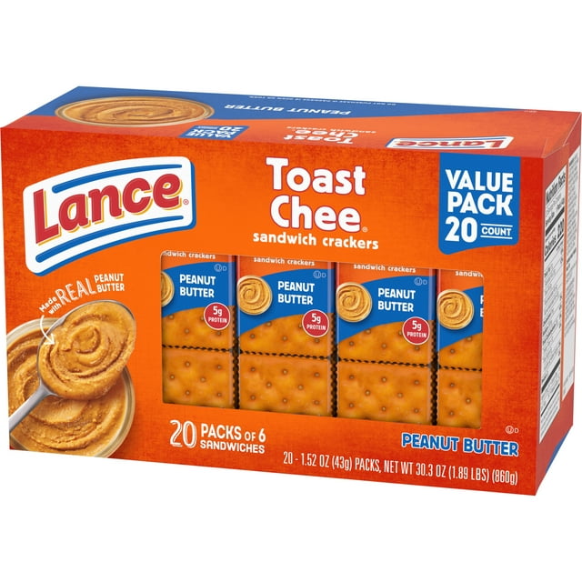 Lance Sandwich Crackers ToastChee Peanut Butter 1.52oz - 20ct