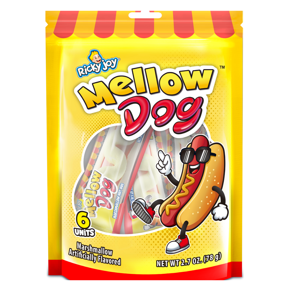 Ricky Joy Hot Dog Mellow Peg Bag 78g - 18ct – I Got Your Candy