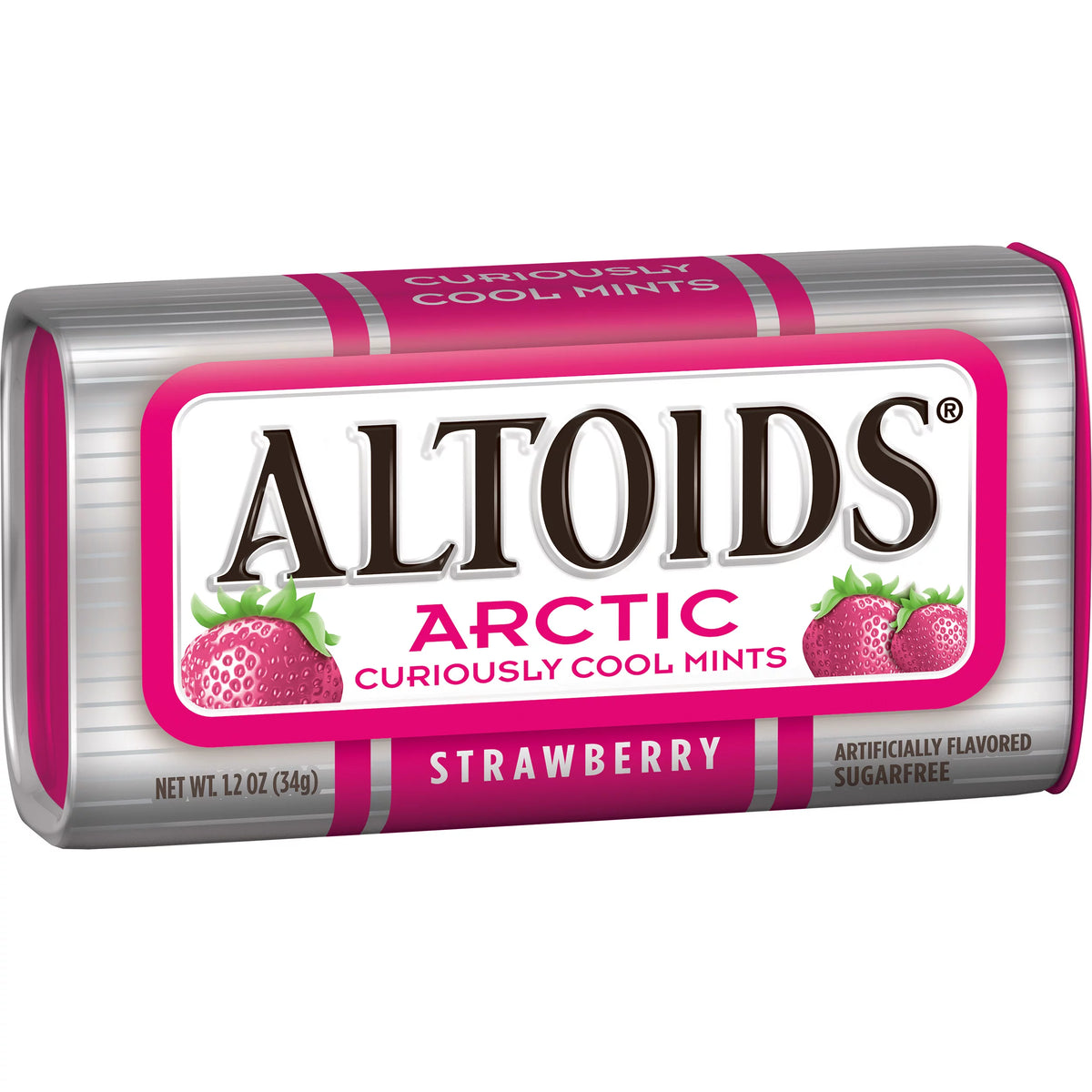 A pack of Altoids Arctic Strawberry Breath Mints.