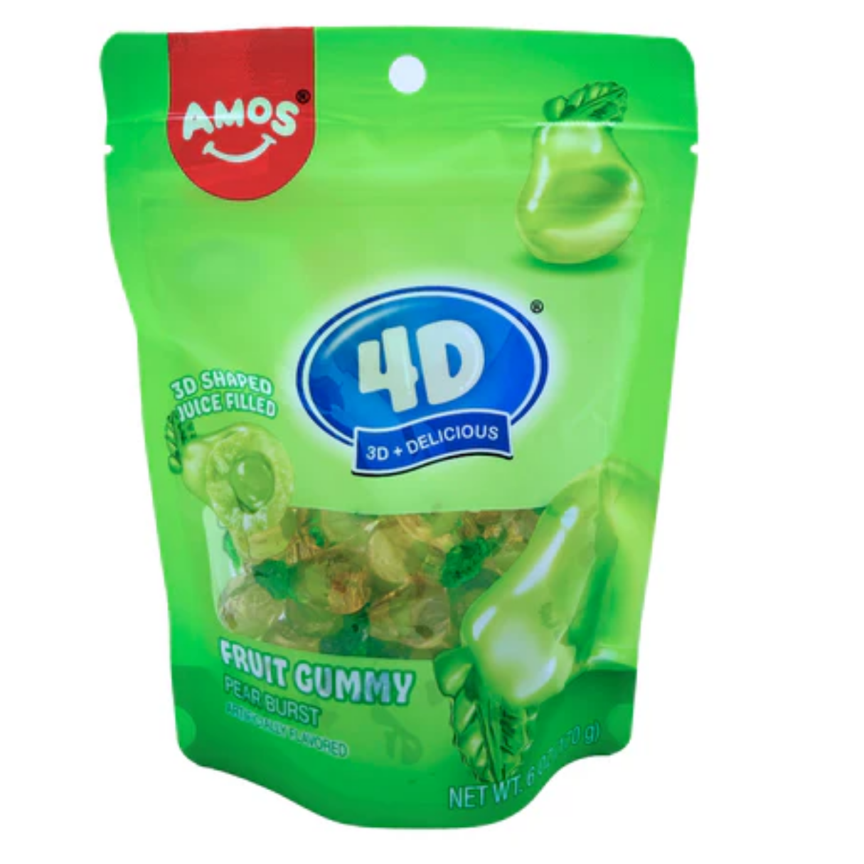Amos 4D Fruit Gummy Pear Burst Peg Bag 6oz 12ct