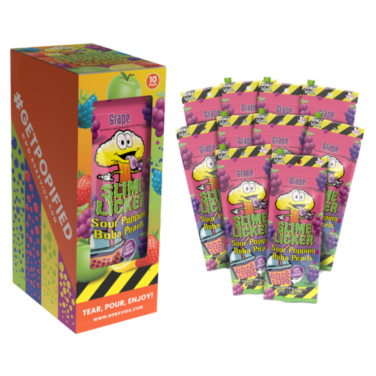 Bobavida Grape Slime Licker Sour Popping Boba Pearls 3oz - 10ct