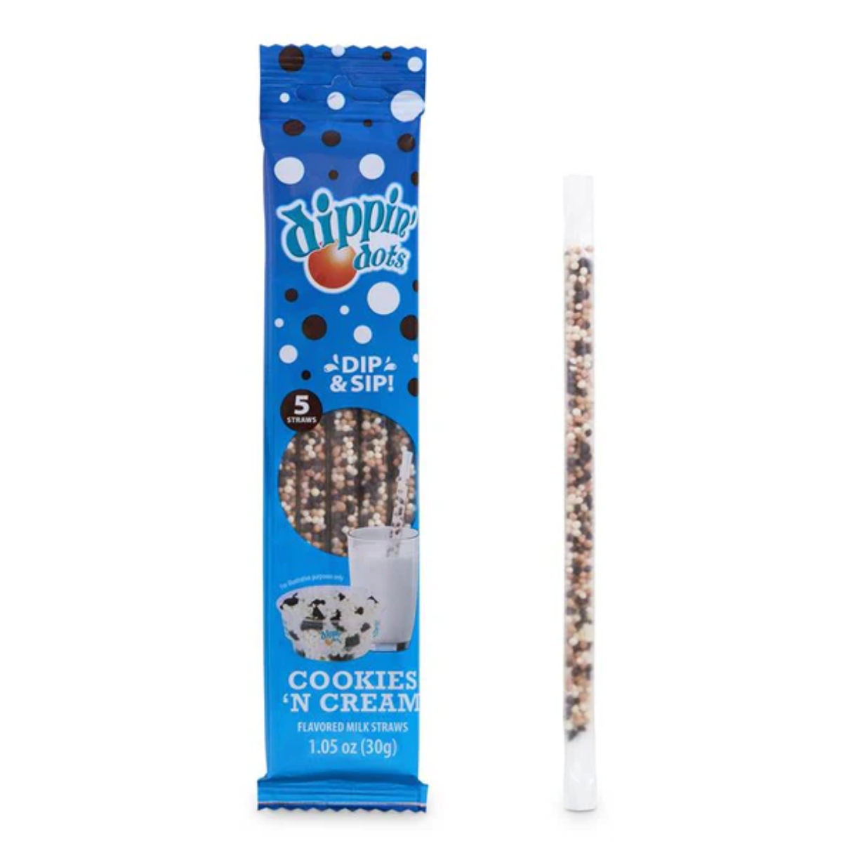 Dippin' Dots Cookies N’ Cream Milk Straws 1.05oz - 96ct