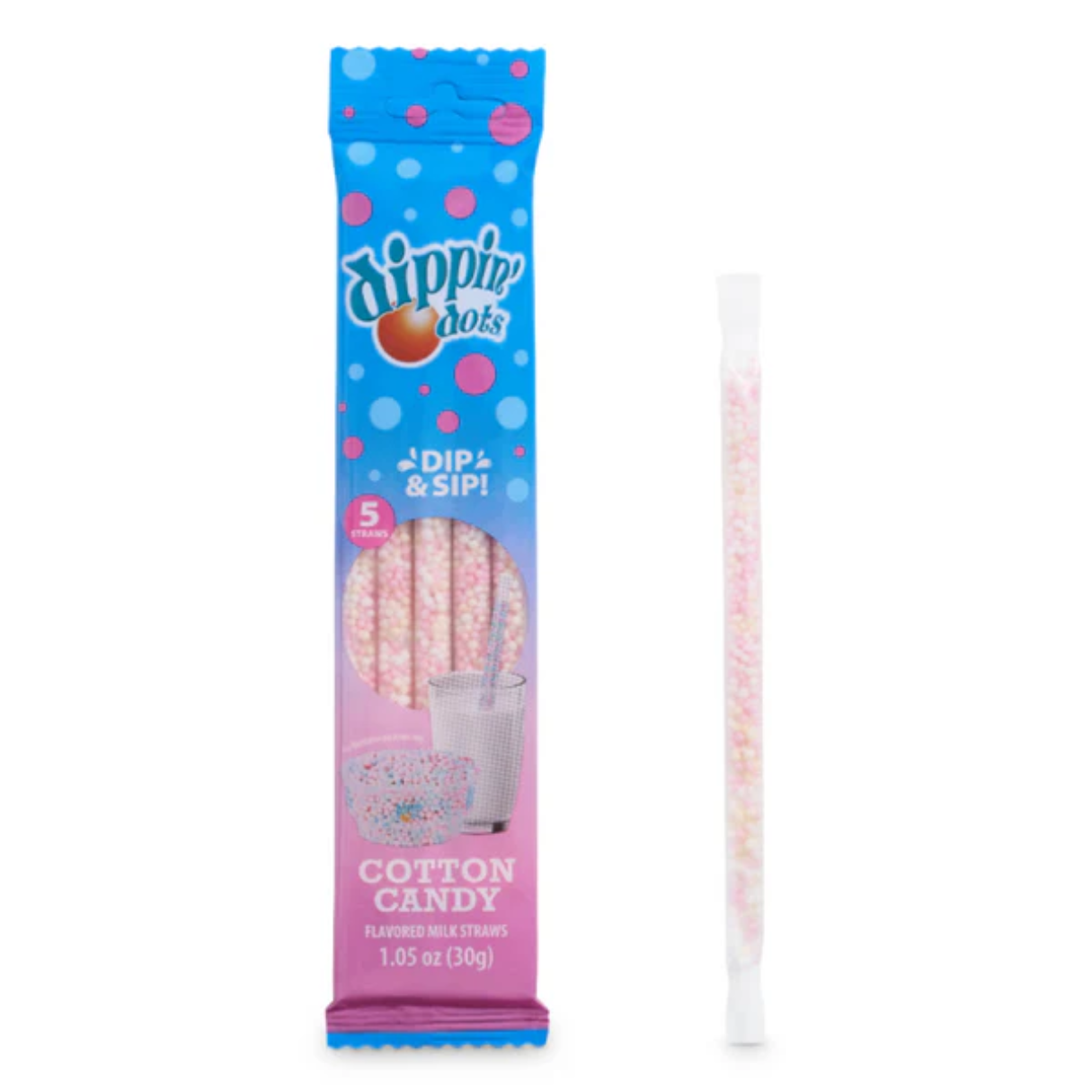 Dippin' Dots Cotton Candy Milk Straws 1.05oz - 96ct