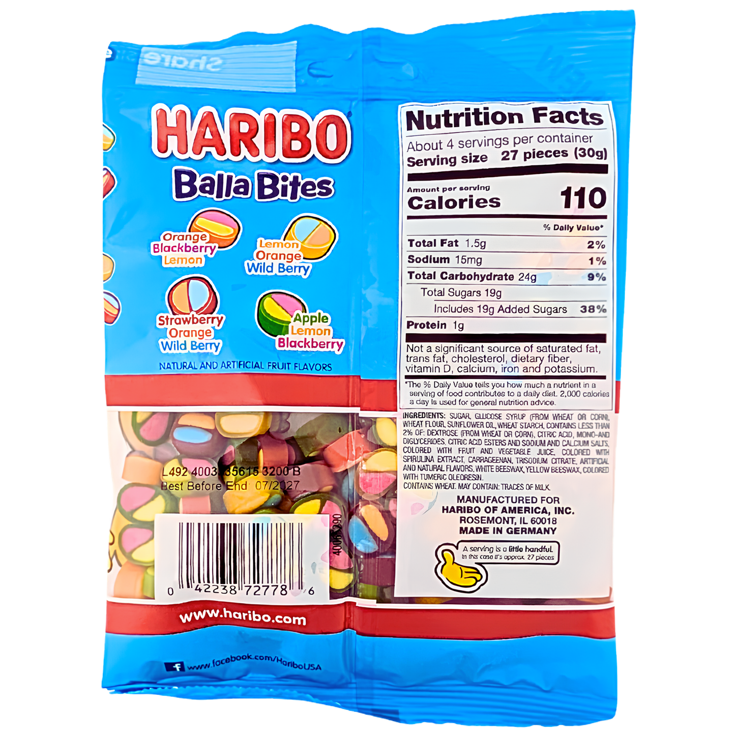 HARIBO Balla Bites Regular Gummy Candy 4.5oz 12ct