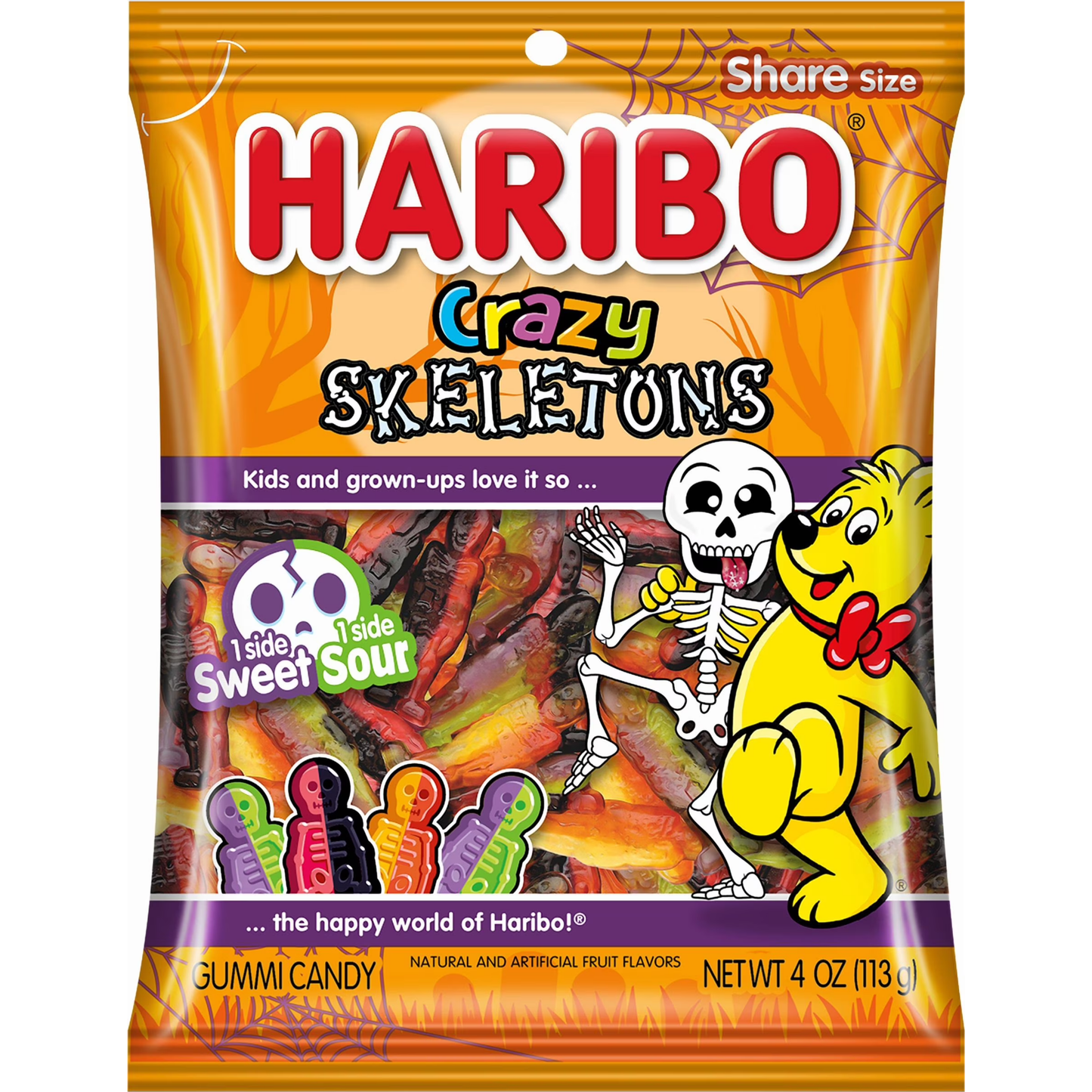 Haribo Crazy Skeletons Sour Gummi Candy 4oz 12ct