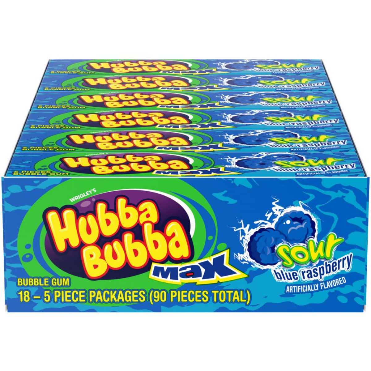 Hubba Bubba Max Sour Blue Raspberry Gum 1.41oz 18ct