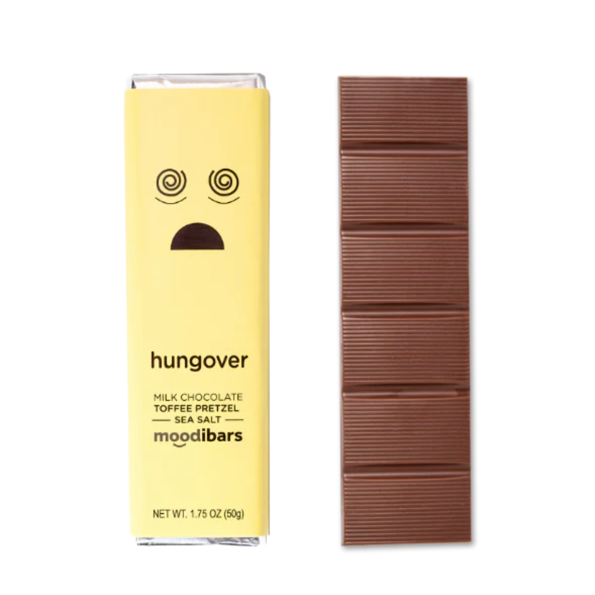 Hungover! Moodibar - Toffee Pretzel Sea Salt Milk Chocolate Bar 1.75oz / 24pcs