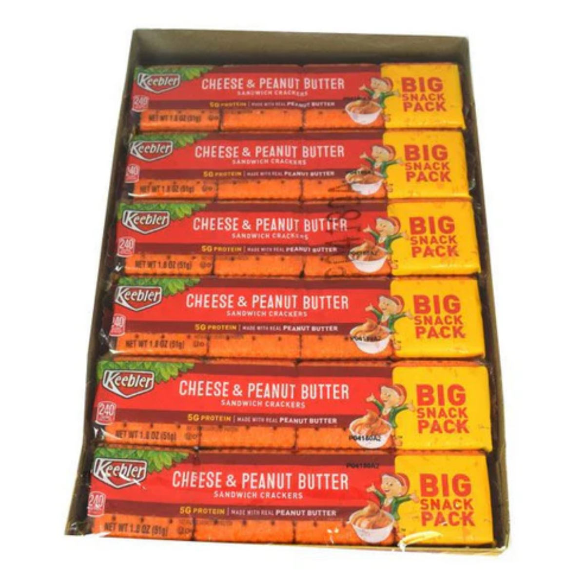 Box of Keebler Cheese & Peanut Butter Sandwich Crackers.