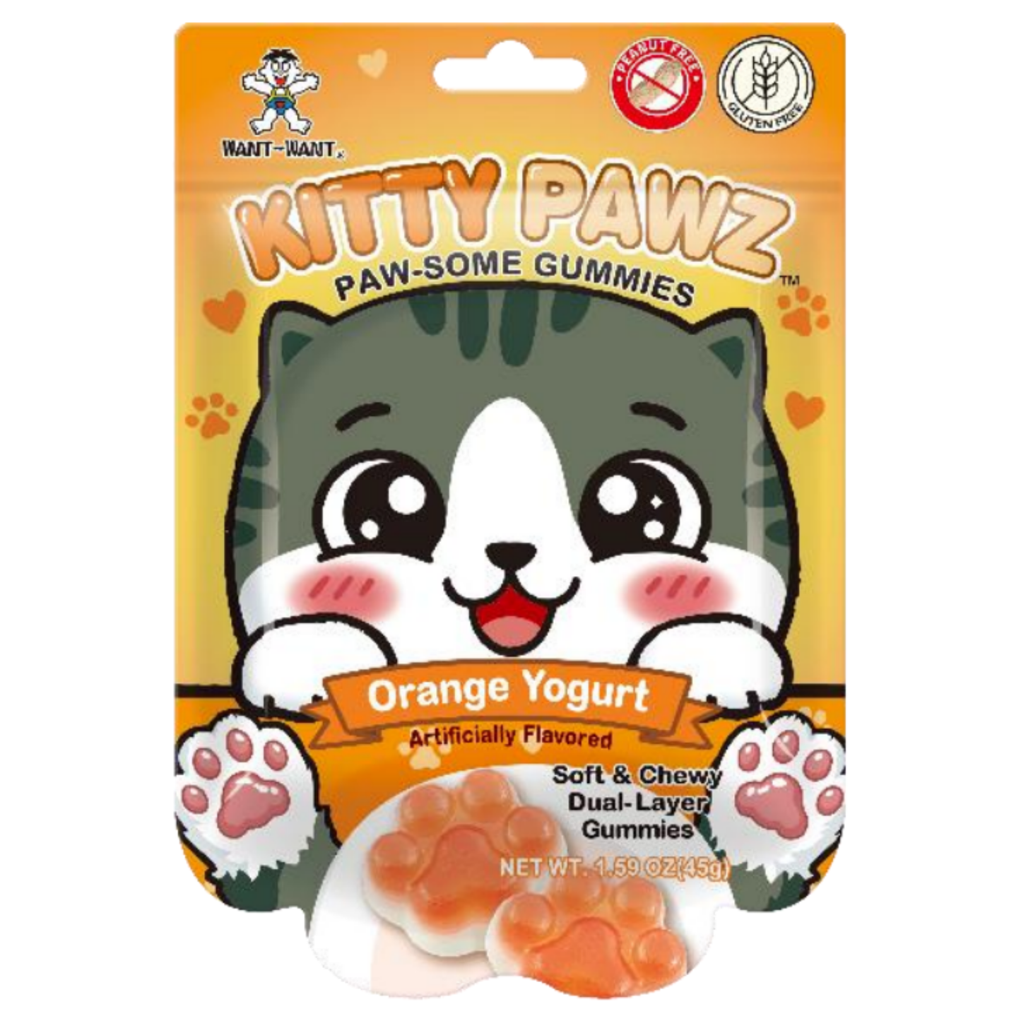 Kitty Pawz Orange Cream Yogurt Gummies1.59oz 10ct ($1.48/pc)