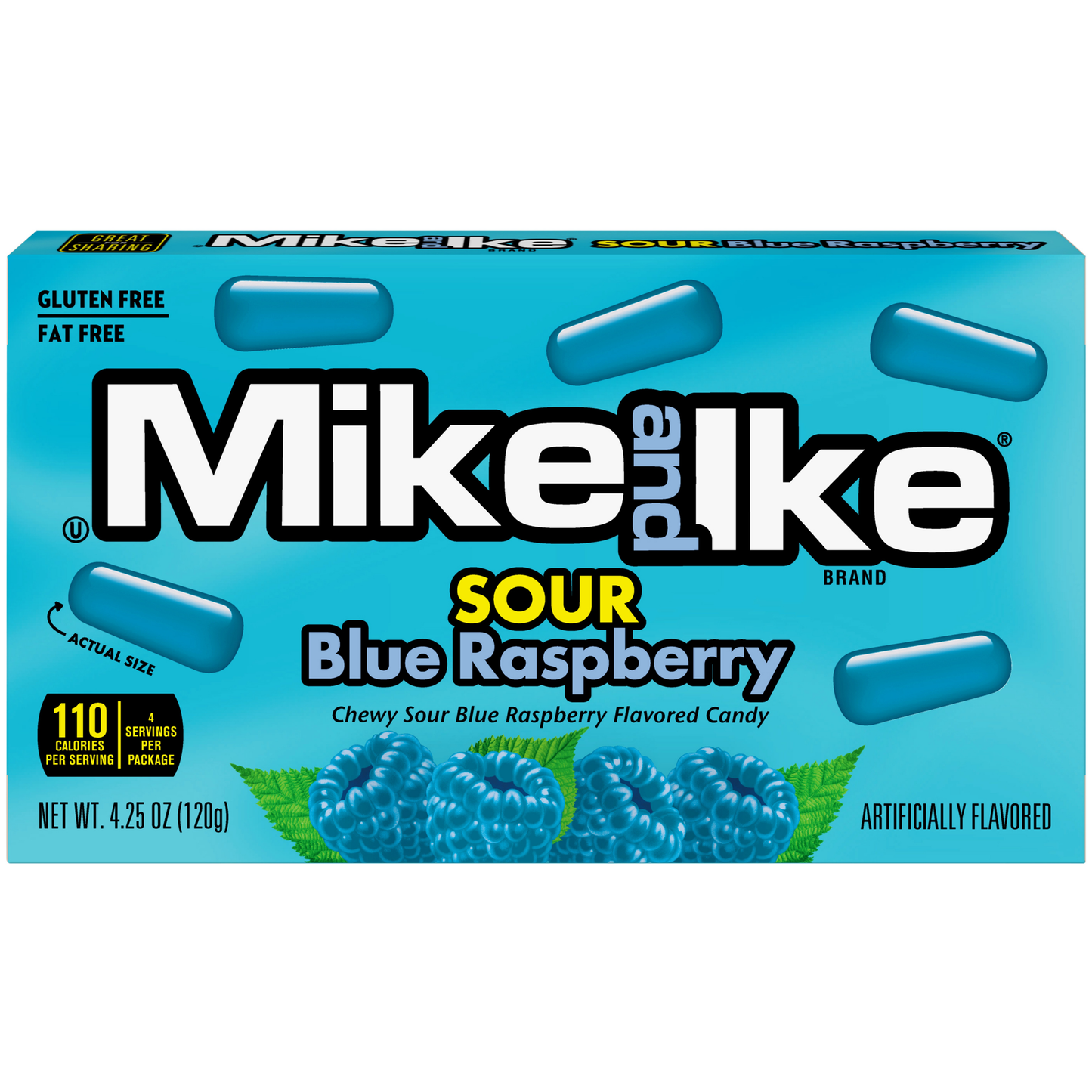 Mike and Ike Sour Blue Raspberry Theater Box 4.25oz - 12ct