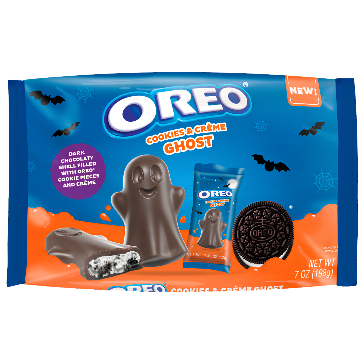 Oreo Dark Chocolate Cookies and Creme Ghosts 7oz 20ct