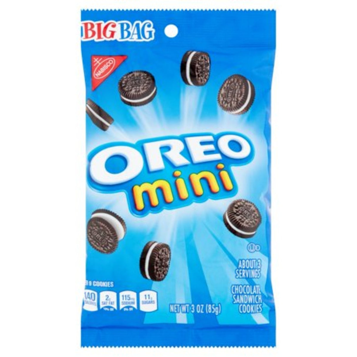 A pack of Oreo Mini Big Bag cookies, with the Oreo branding
