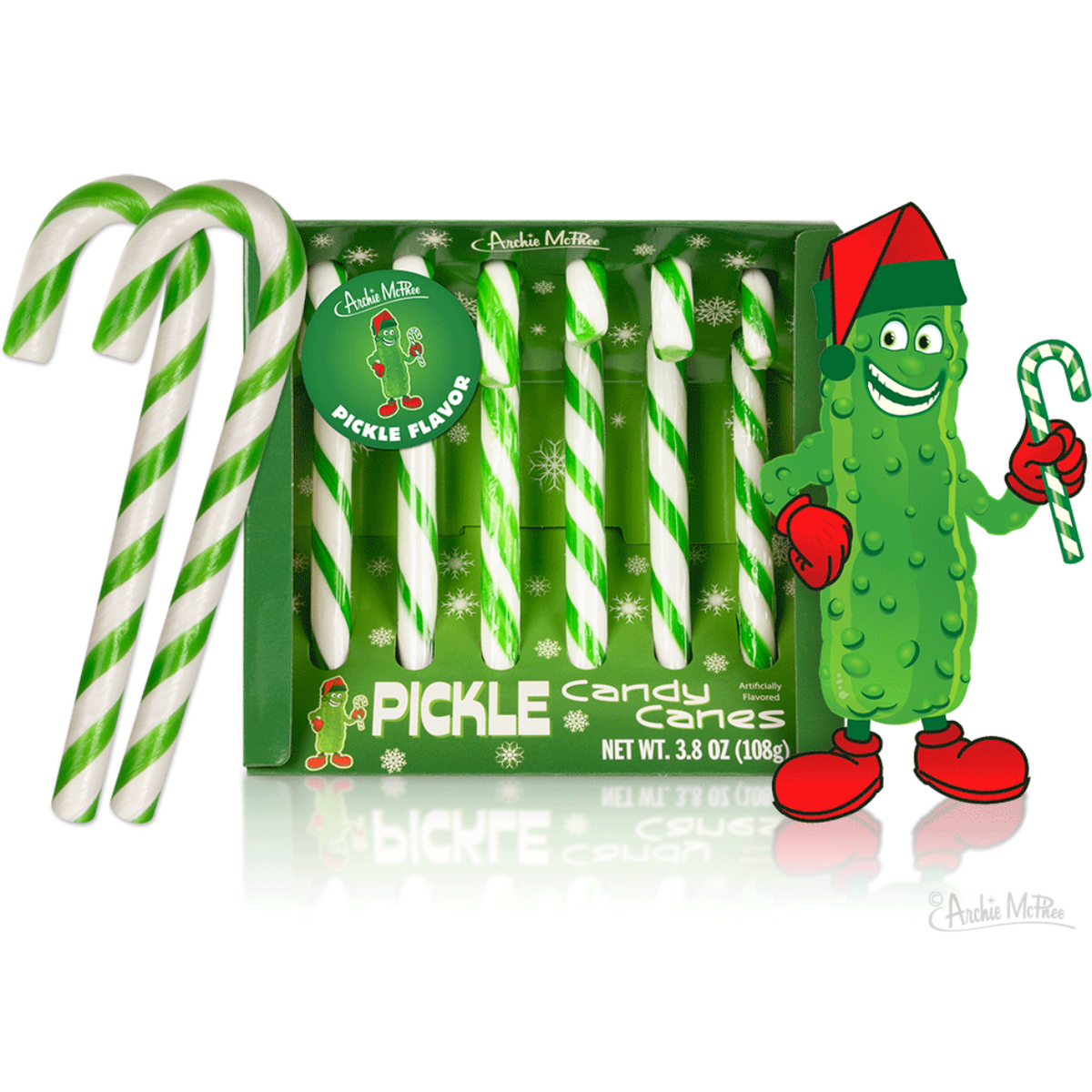 Archie McPhee Pickle Flavored Candy Canes 3.8oz 12ct