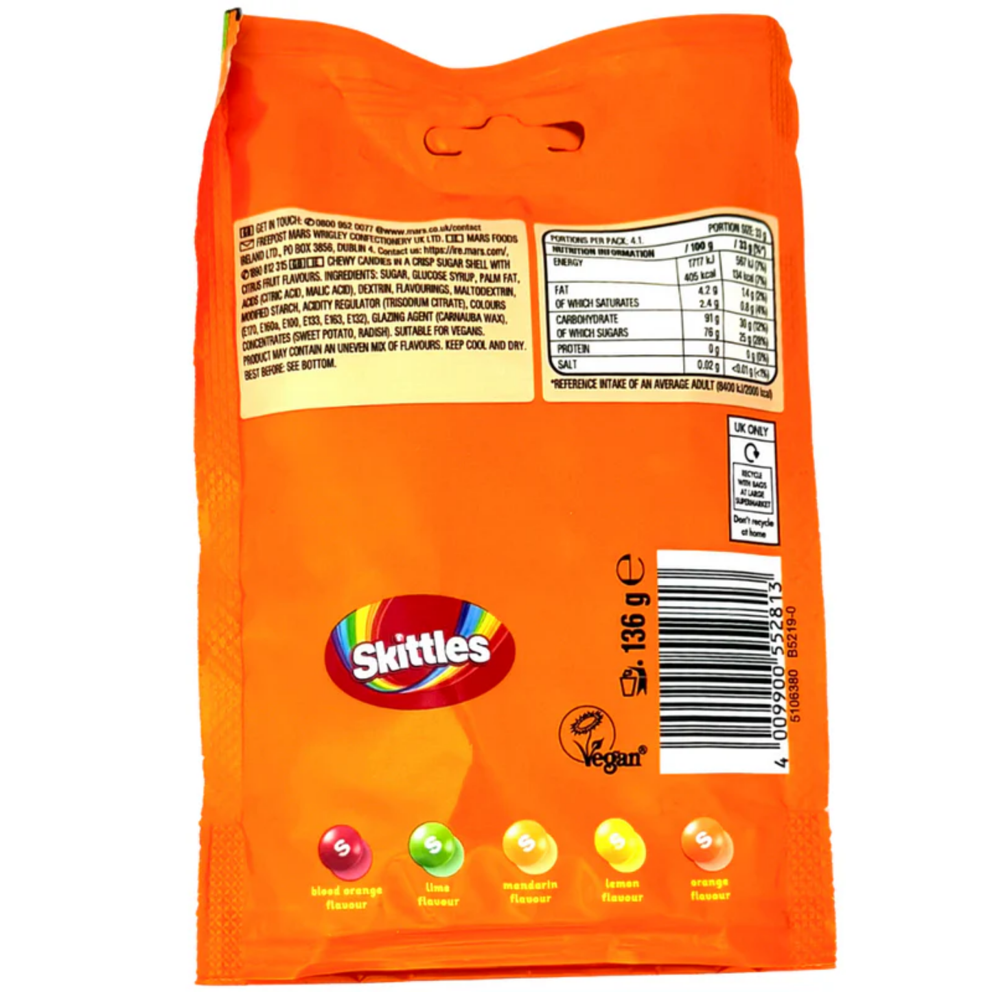 Skittles Citrus Pouch 136g 15ct