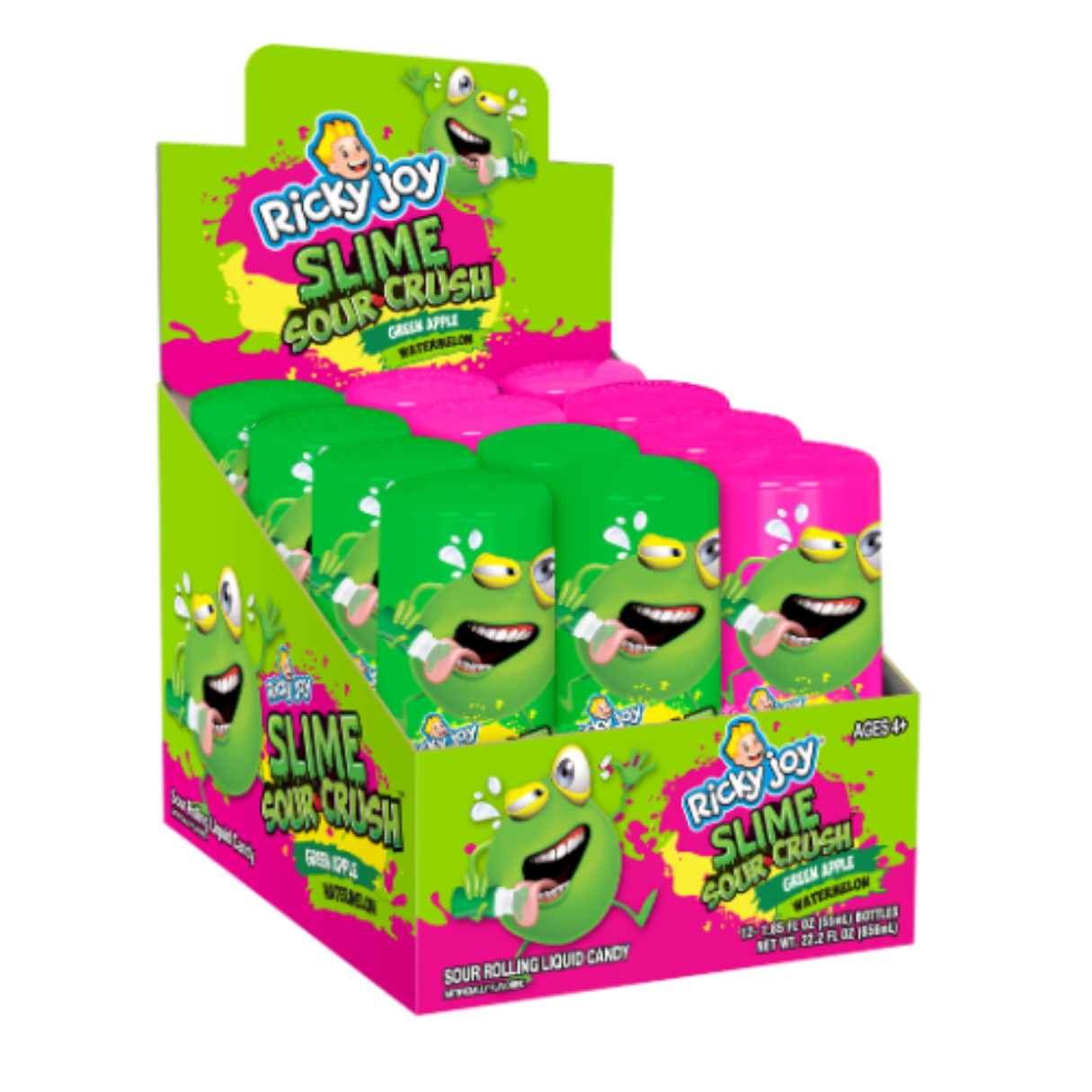 Ricky Joy Slime Sour Crush Rolling Liquid Candy Green Apple And Waterme