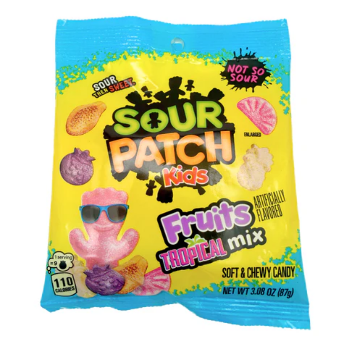 Sour Patch Kids Fruits Tropical mix candy package on a white background