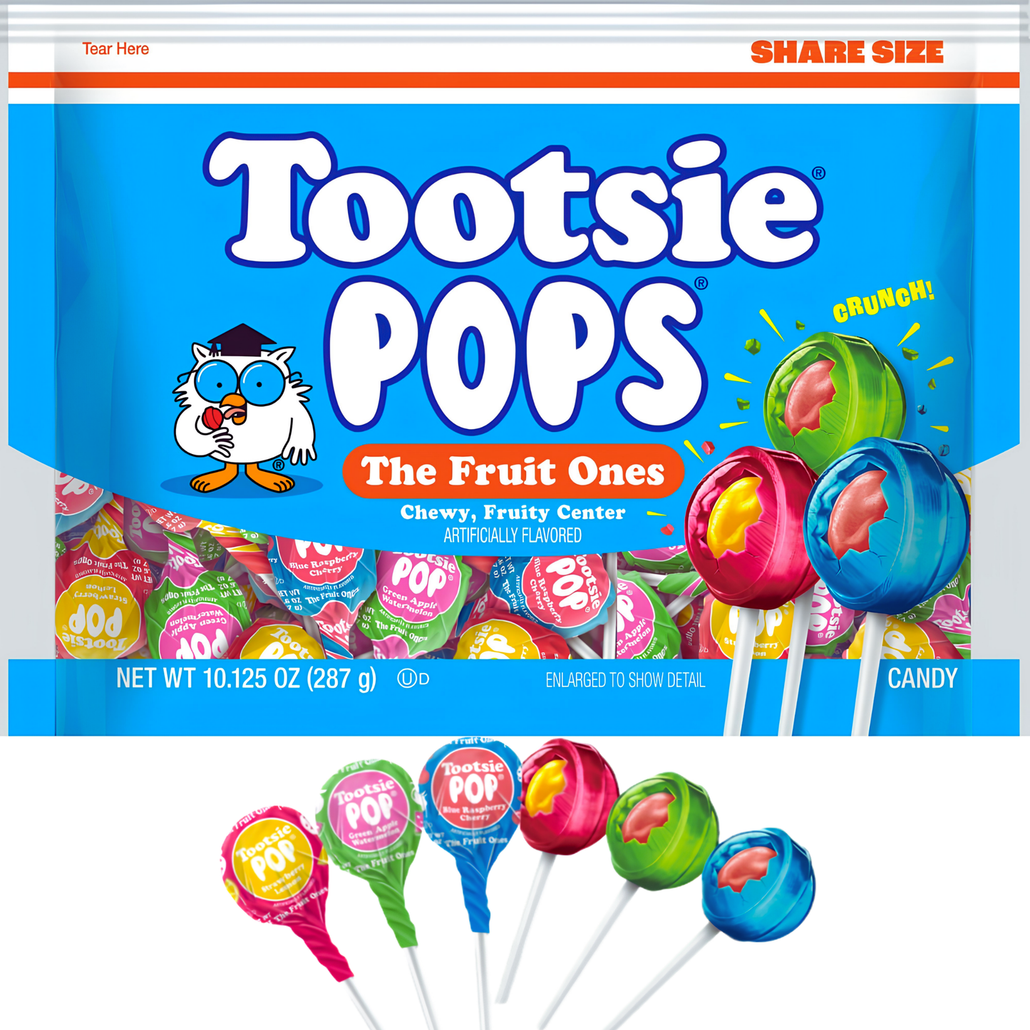 Tootsie Pops The Fruit Ones Candy with Chewy Center 10.125oz 12ct