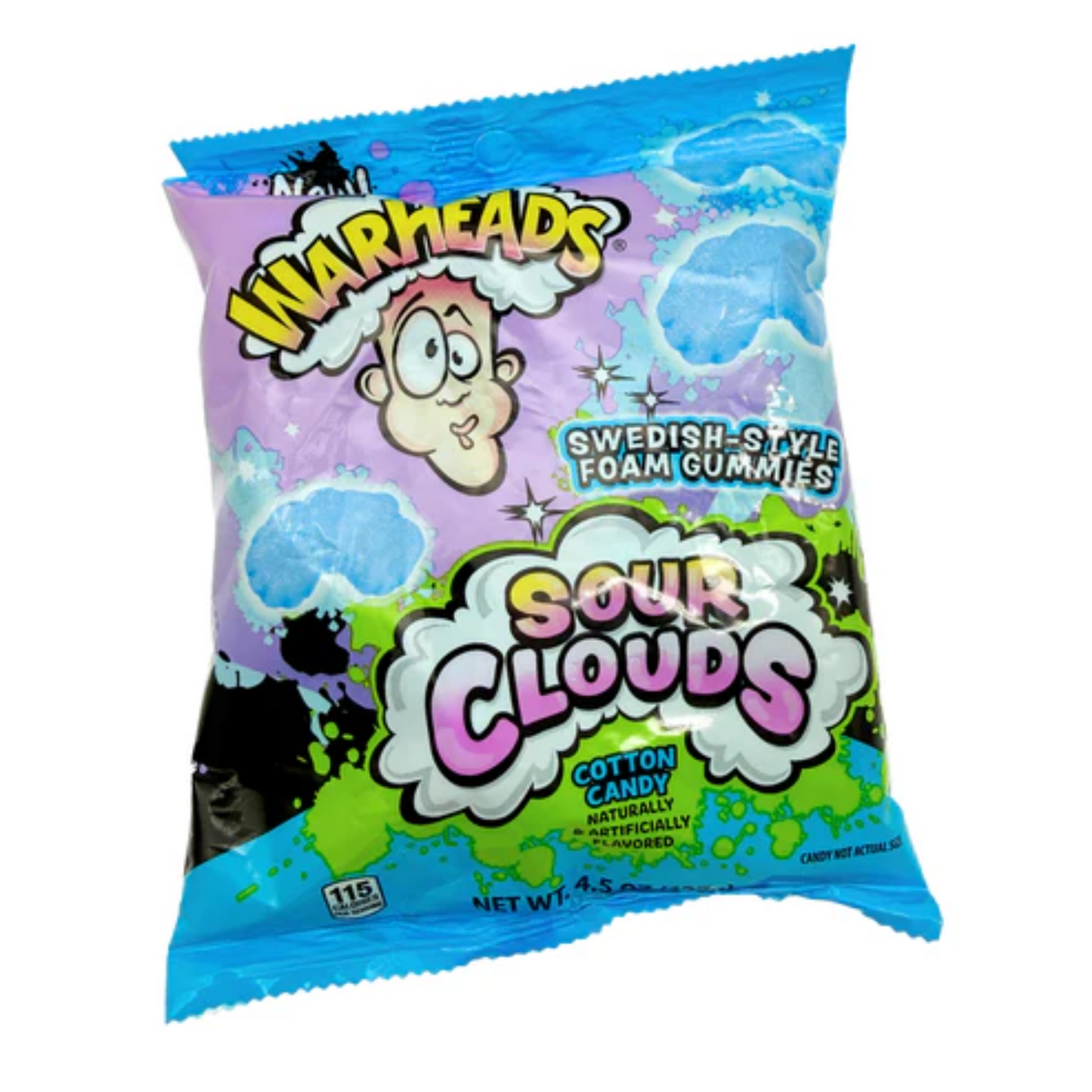 Warheads Cotton Candy Sour Clouds Swedish-Style Foam Gummies 4.5oz 12ct