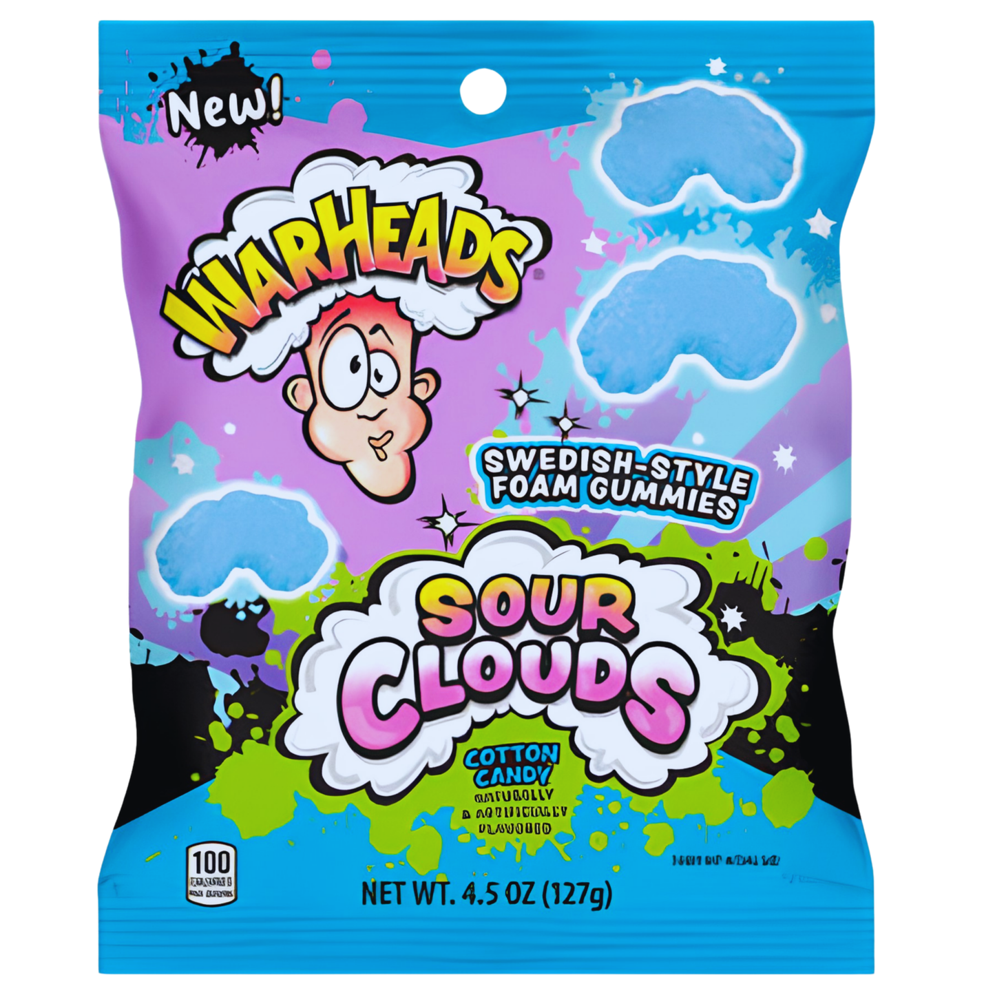 Warheads Cotton Candy Sour Clouds Swedish-Style Foam Gummies 4.5oz 12ct
