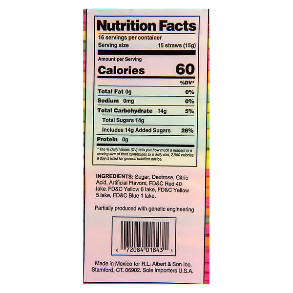 Albert's Mini Neon Laser Powder Straws 7.68oz 3ct