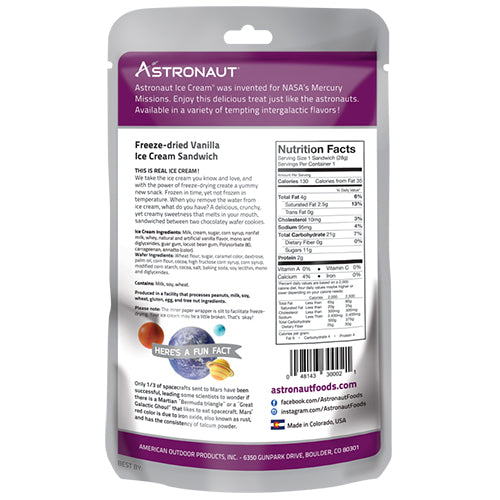 Astronaut Freeze Dried Vanilla Ice Cream Sandwich 1oz - 12ct