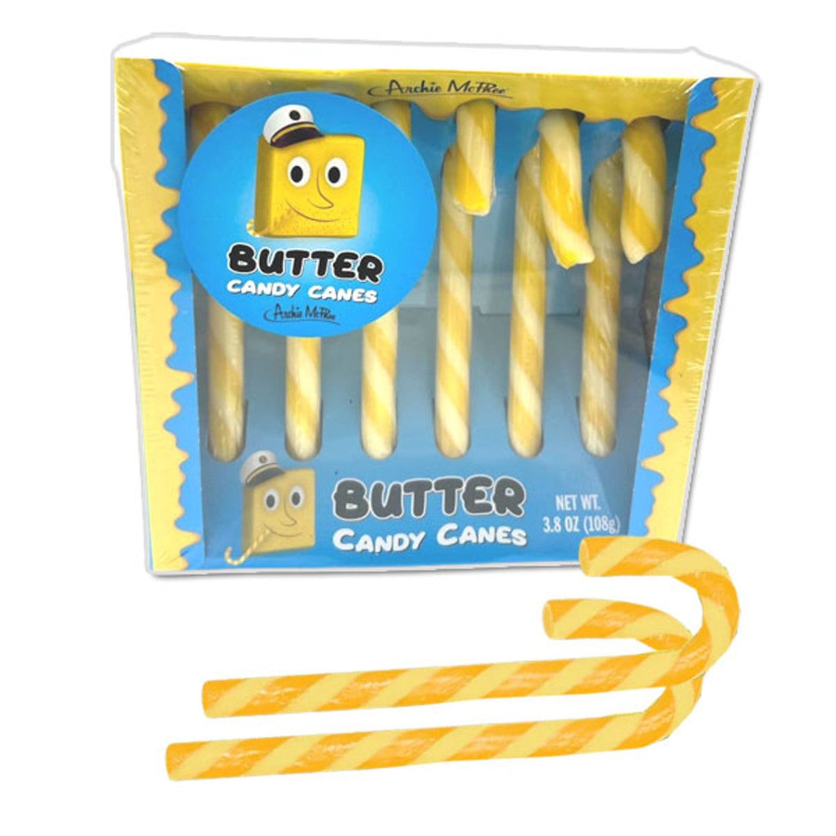 Archie McPhee Butter Flavor Candy Canes 3.8oz 12ct