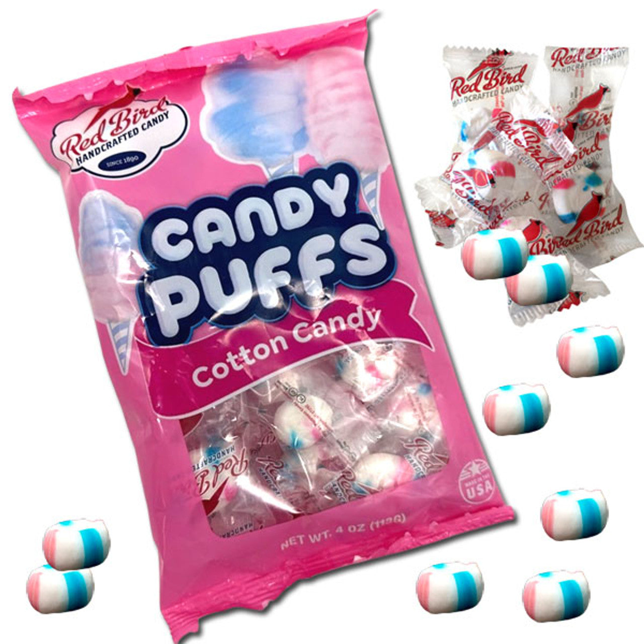 Red Bird Cotton Candy Candy Puffs 4oz - 12ct
