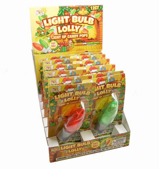 Albert's Christmas Light Up Bulb Lollipops 0.42oz 12ct