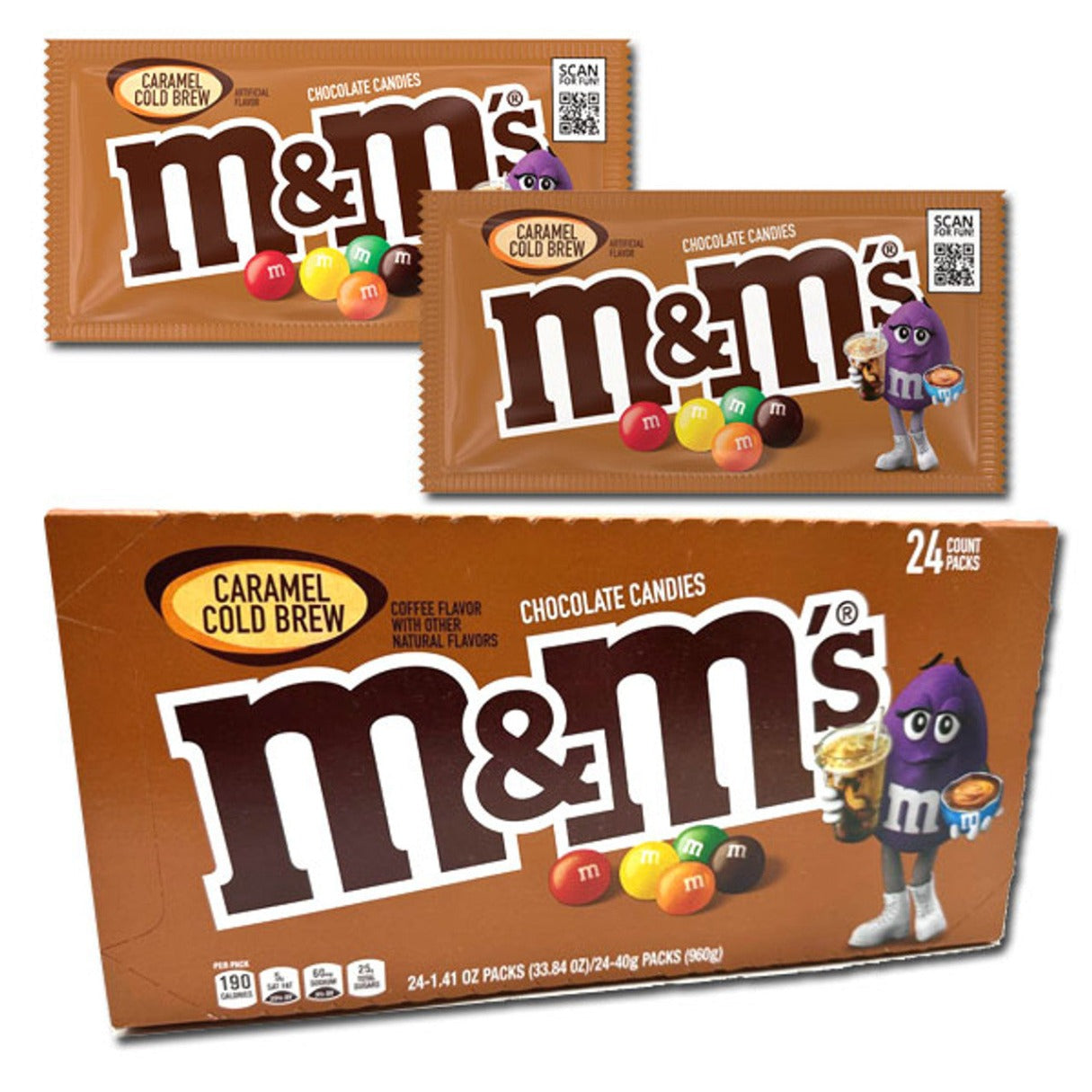 M&M'S Chocolate Candy, Caramel Cold Brew, 1.41 oz, 24 ct