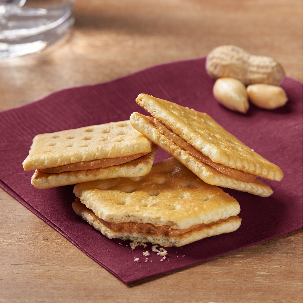 Keebler Toast & Peanut Butter Crackers featuring crisp toasted sandwich crackers with real peanut butter filling.