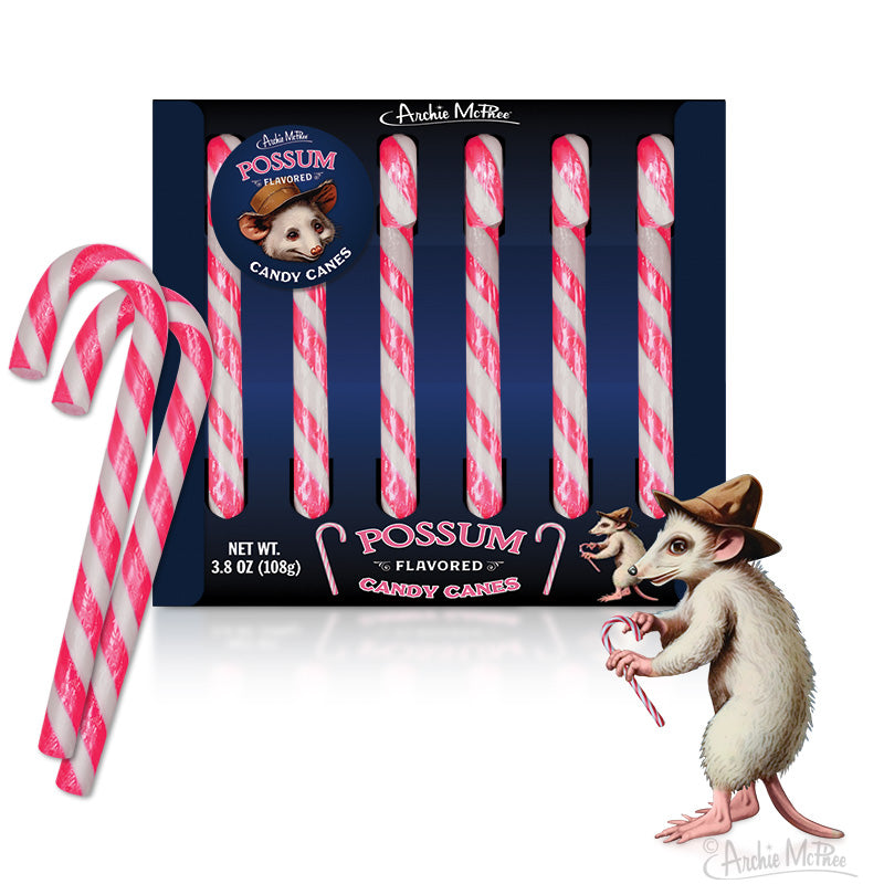Archie McPhee Possum Flavored Candy Canes 3.8oz 12ct