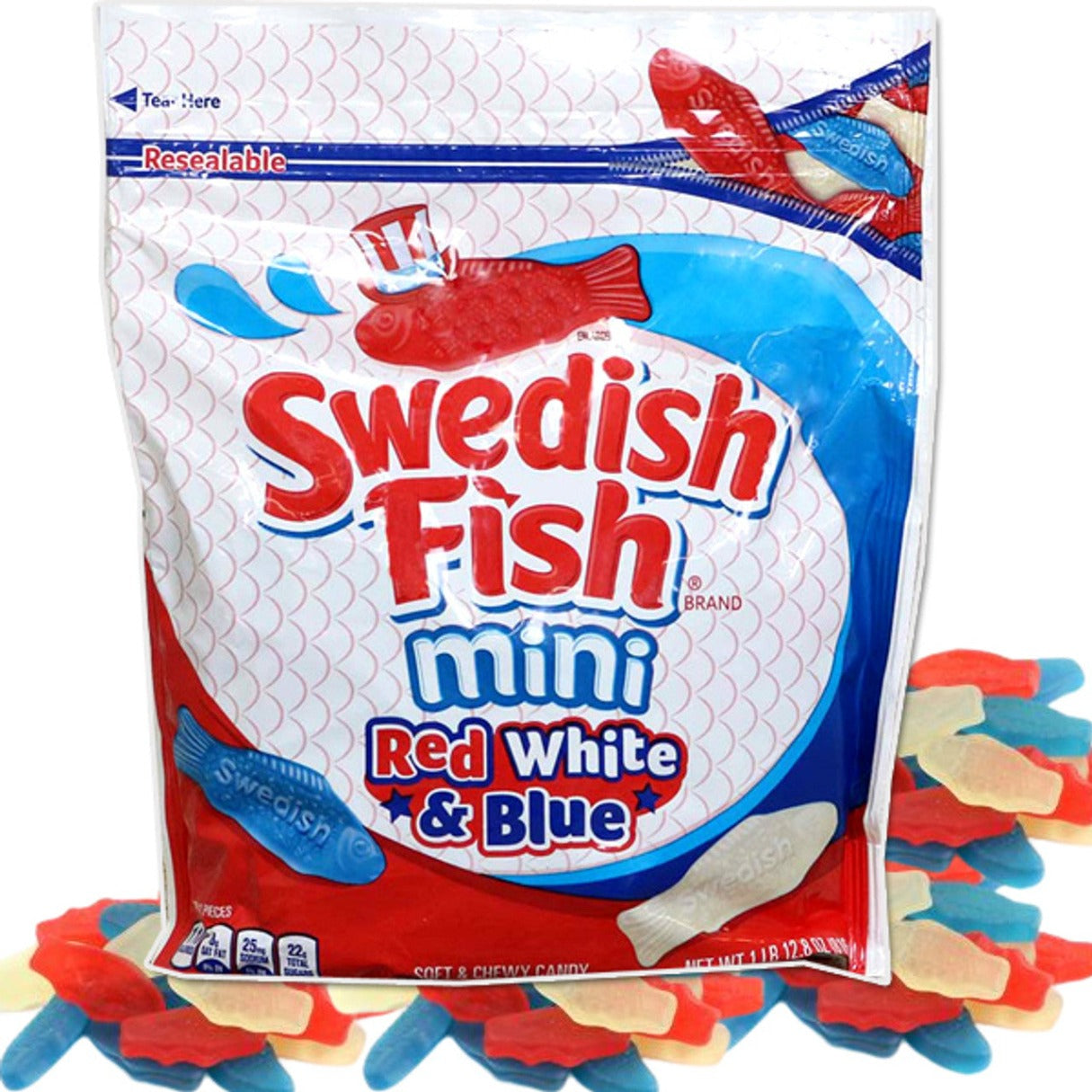 Red, White & Blue Swedish Fish 1.8lb - 6ct