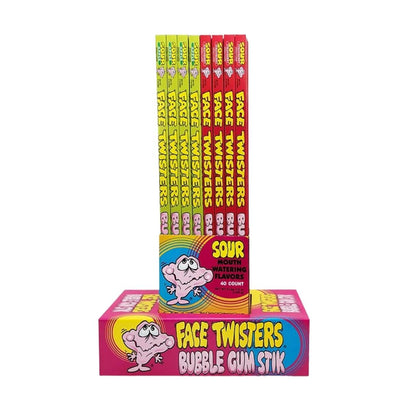 Face Twisters Big Stik Sour Bubble Gum 2.1oz - 6ct