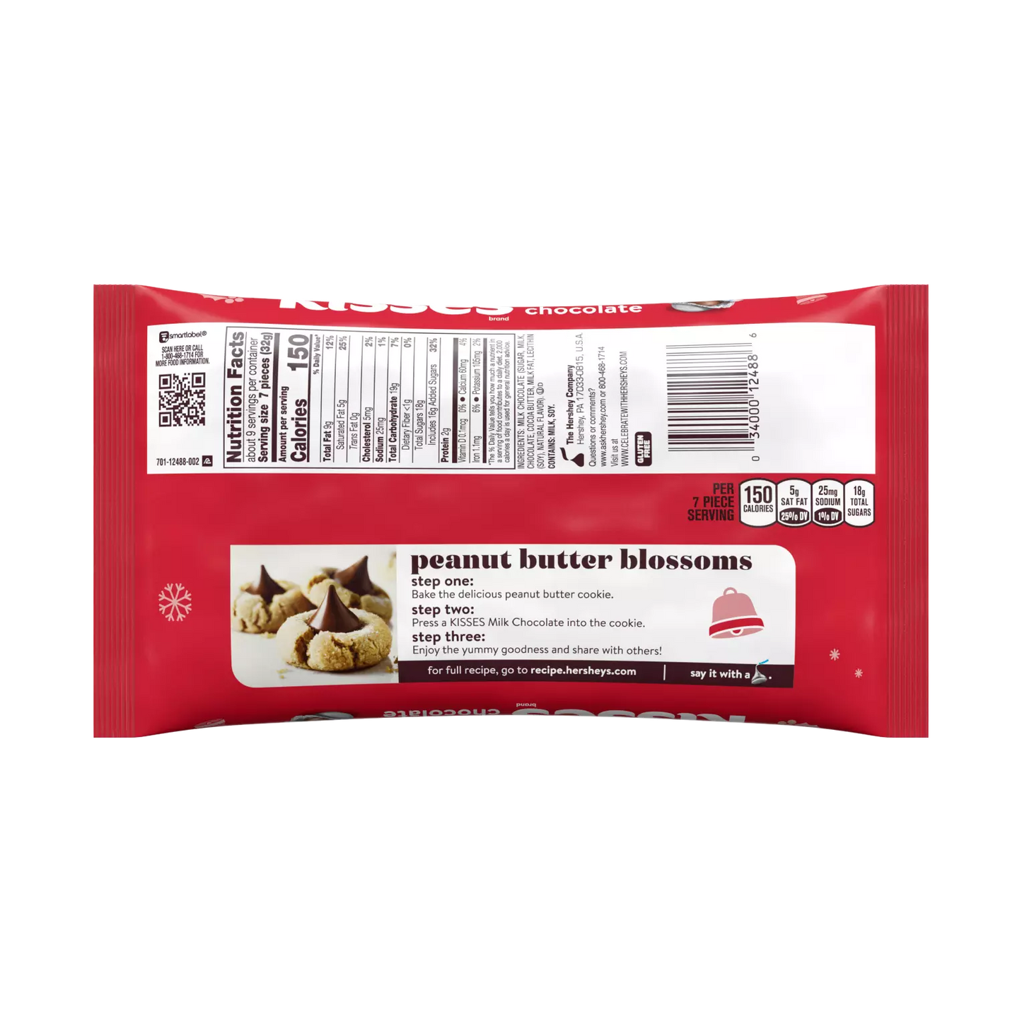 Hershey's Milk Chocolate Holiday Kisses 10.1oz - 6ct