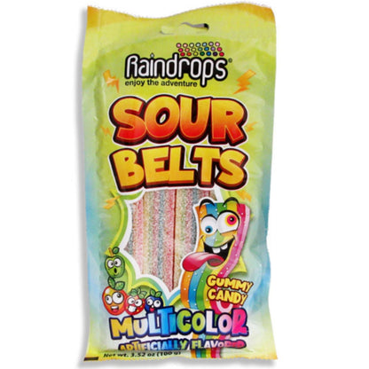 Raindrops Sour Belts Rainbow Fruit 3.52oz - 48ct