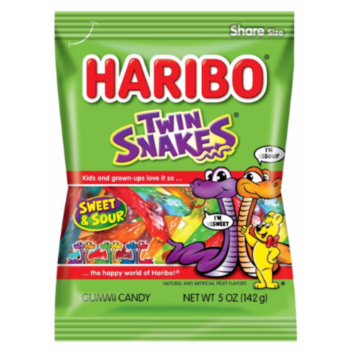 Haribo Twin Snakes Gummi Candy 5oz - 12ct