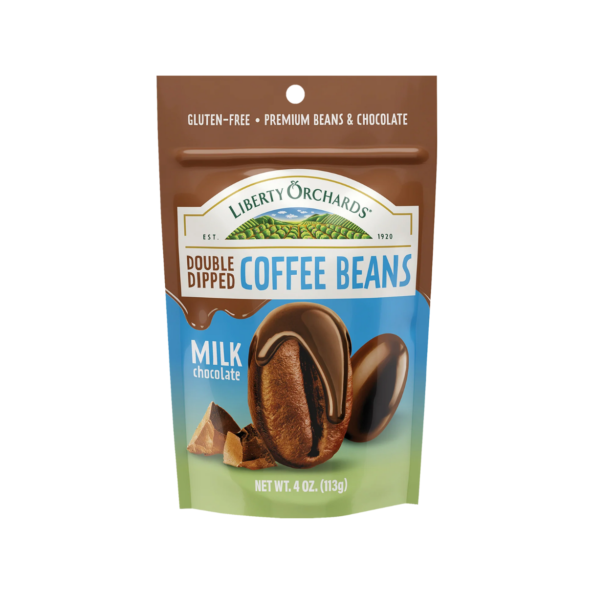 Liberty Orchards Double-Dipped Milk Chocolate Coffee Beans 4oz - 10ct
