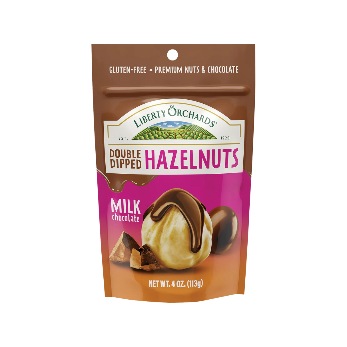 Liberty Orchards Double-Dipped Milk Chocolate Hazelnuts 4oz - 10ct