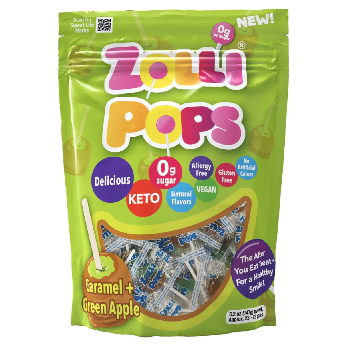 Zollipops Green Apple & Caramel 5.2 oz - 24ct