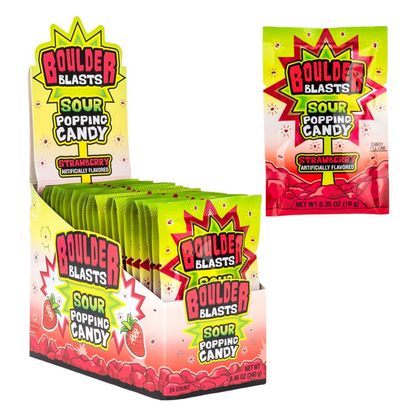 Koko's Boulder Blast Sour Strawberry Popping Candy .35oz - 12ct