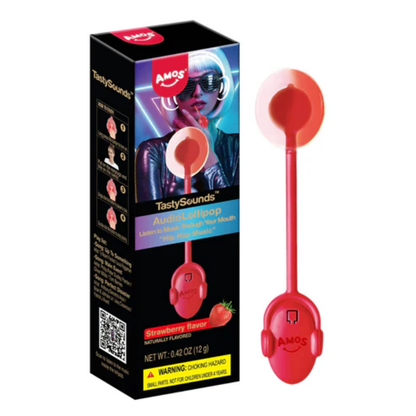 Amos Tasty Sounds Lollipop Strawberry Hip Hop 0.42oz - 12ct