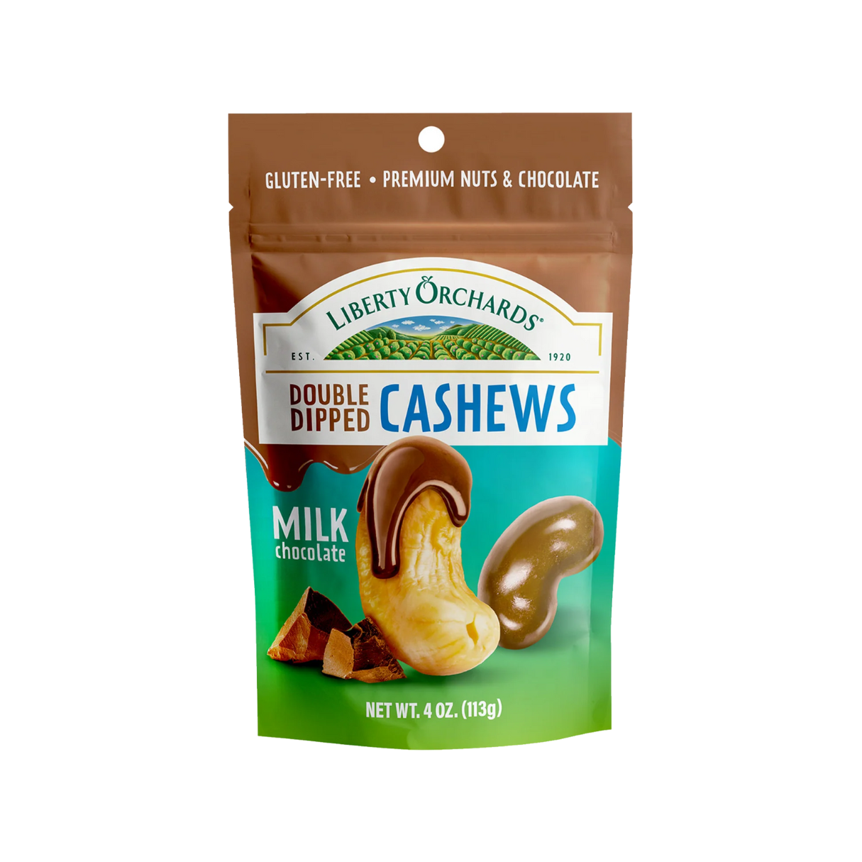 Liberty Orchards Double-Dipped Milk Chocolate Cashews 4oz - 10ct