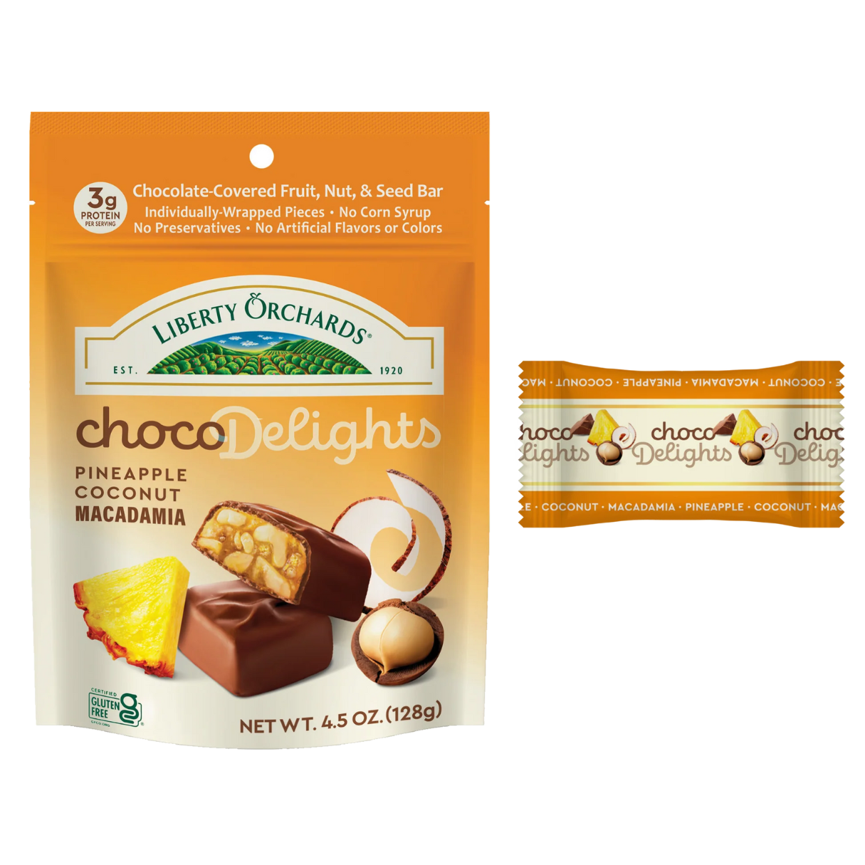 Liberty Orchards Choco Delights Pineapple Coconut & Macadamia Peg Bag 4.5oz - 9ct