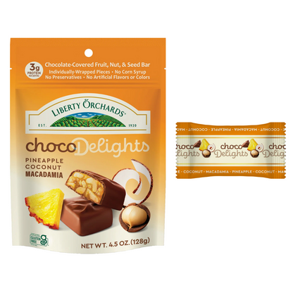 Liberty Orchards Choco Delights Pineapple Coconut & Macadamia Peg Bag 4.5oz - 9ct