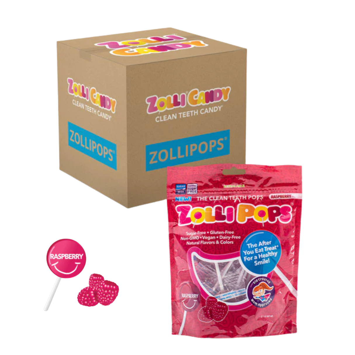 Zollipops Raspberry 3.1oz - 24ct