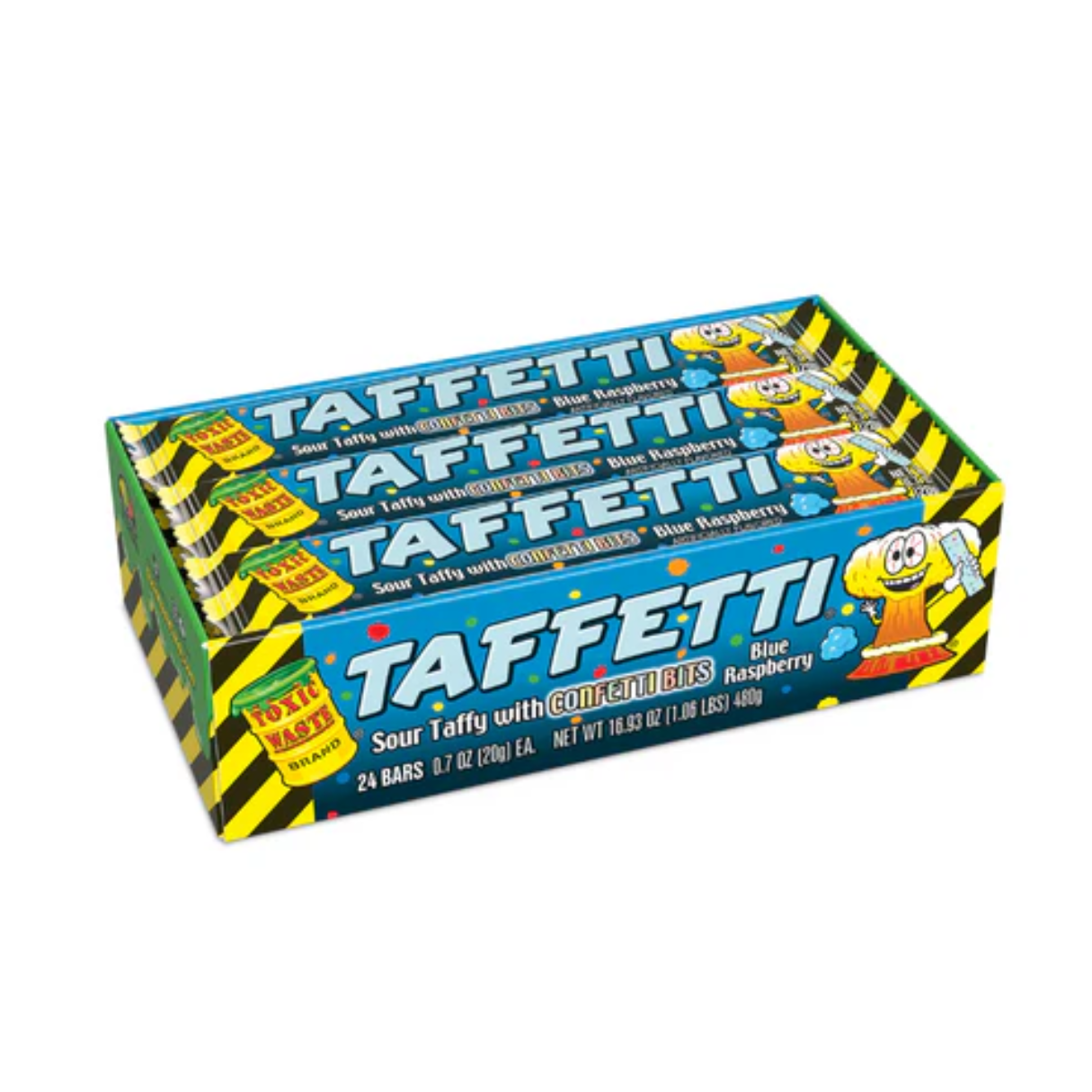 Toxic Waste Blue Raspberry Taffetti Sour Taffy 0.7oz - 3/24ct