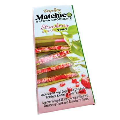 Beyoglu Matchico Strawberry Matcha Chocolate Bar 95g - 6ct