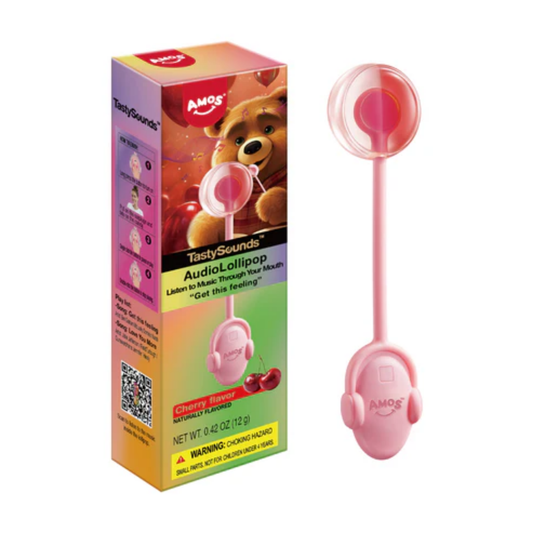Amos TastySounds Pop Music Cherry Lollipop - 0.42oz 12ct