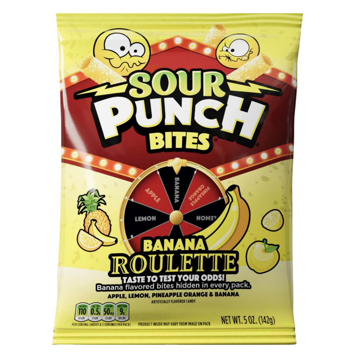 Sour Punch Bites Banana Roulette 5oz - 12ct